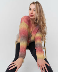 Maglione donna multicolor con bottoni